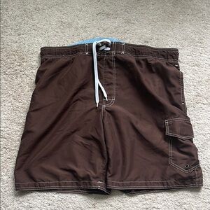 Sonoma Brown Swim Board Shorts with Relaxed Fit